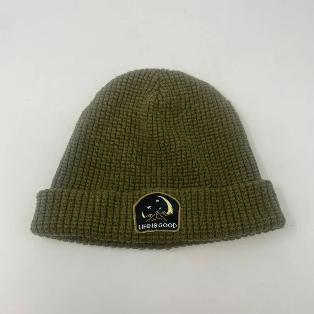 Life is Good Knit Beanie Winter Hat Cap Olive Green‎ Winter Ski